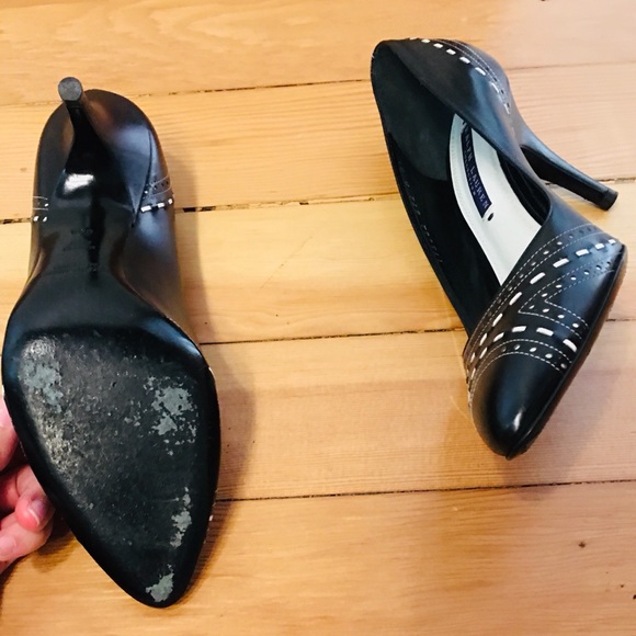 Ralph Lauren Collection B & W Leather Heels - Picture 9 of 15